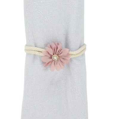 Unique Bargains Curtain Tiebacks Fabric Flower Pin-on Cotton Linen Pink 2 Pcs
