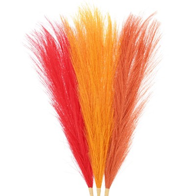 Unique Bargains Dried Plants Artificial Durable Small Fluffy Pampas Grass 7 Branches for Home, Office 17.7 Inch