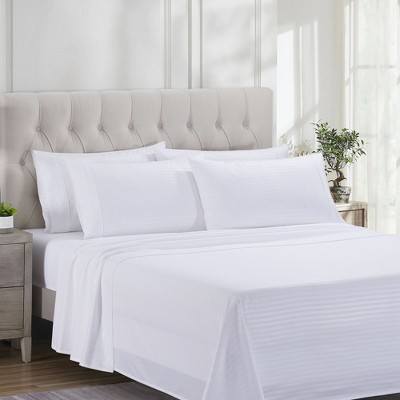 6 Piece Embossed Dobby Stripe Sheet Set, Double Brushed Microfiber by Sweet Home Collection®