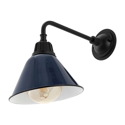 9.63" 1-Light Croydon Farmhouse Industrial LED Gooseneck Arm Outdoor Sconce - JONATHAN Y