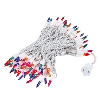 Novelty Lights 50 Feet 100 Bulb Incandescent Mini Lights, 6-Inch Spacing on White Wire, UL Listed for Indoor/Outdoor, Connectable