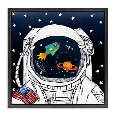 Stupell Industries 25"x25" Kids' Astronaut Space Suit Galaxy Wall Art Framed