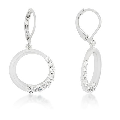 Slickblue 2 Carat Graduated CZ Circle Earrings for Women, Rhodium Plated, Clear Cubic Zirconia, Post Back