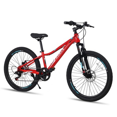 NAYSAYE Mountain Bike 24 Inch 6 Speed Steel Frame with Suspension Fork for Boys and Girls, Red, 61.42"*23.63"*36.62"