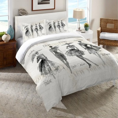 Fashion Sketchbook Black Queen Comforter