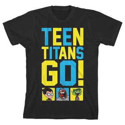 Teen Titans Go Title Character Logo Black T-shirt Toddler Boy to Youth Boy