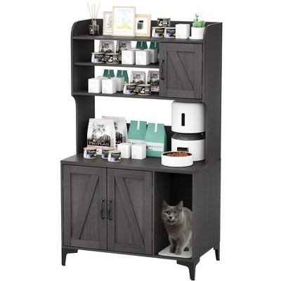Cat Litter Box Cabinet, Hidden Litter Box Enclosure with Four-Layer Storage Rack