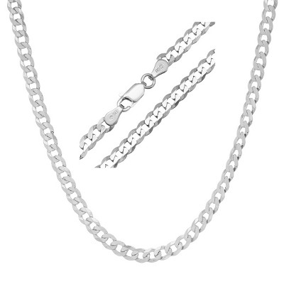 Unisex Italian Sterling Silver 4mm Miami Cuban Curb Chain Necklace