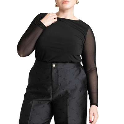 ELOQUII Sheer Sleeve Tee