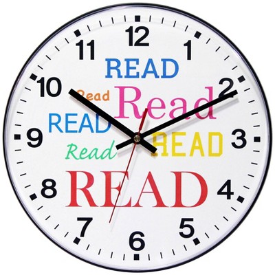 12" Read Read Read Wall Clock Black - Infinity Instruments: Modern Design, Indoor Use, Analog Display