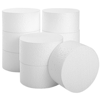 Juvale 9 Pack Foam Circles for Crafts, Polystyrene Cylinders for Floral Arrangements, DIY Projects, 4 x 2 In