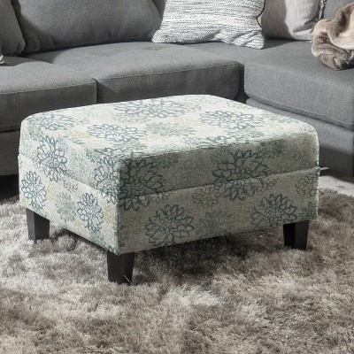 Christopher Knight Home Karaugh Contemporary Floral Pattern Storage Ottoman with Birch Legs