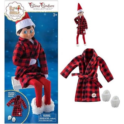 Elf on the Shelf Claus Couture Cozy Robe & Slippers Set, Elf-Size Buffalo Plaid, Ages 3+