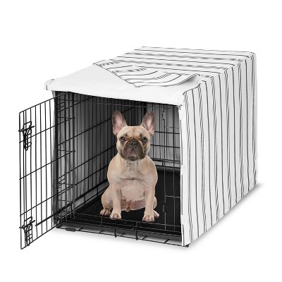 Sweet Jojo Designs Dog Crate Kennel Cover 30in. Stripe White and Grey