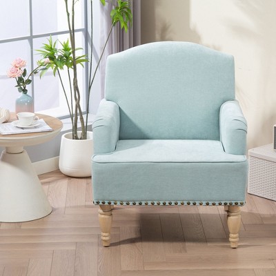 Kumasinova Club Chair with Vintage Wood Legs,Modern Accent Chair with Nailhead Trim,Comfy Reading Chair for Living Room,Bedroom,Holds 300lbs