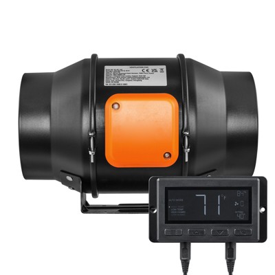 VEVOR Tuspuzz Inline Duct Fan, 6-Inch 402 CFM with Temperature Humidity Controller, Quiet EC-motor Ventilation Exhaust Fan for Cooling Booster, Black