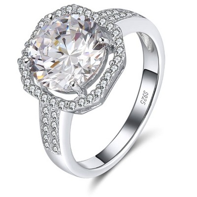 Halo Bridal Engagement Ring for Women 4 CT CZ Sterling Silver Ginger Lyne Collection