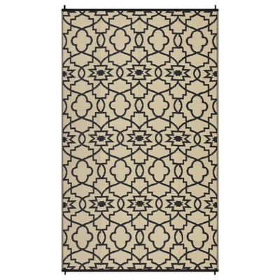 9 X 12 ft Plastic Gray White Rectangular Beach Front Porches Patio Picnic RV Camping Garage Flower Geometry Modern Area Rug