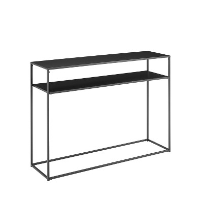 Braxton Console Table Matte Black - Crosley: Slim Steel Sofa Table, Industrial Modern Style, Open Shelf