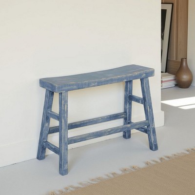 Royal Hampton 33" Wide Bar Height Bench | Trestle Legs with Footrests | Mahogany Wood