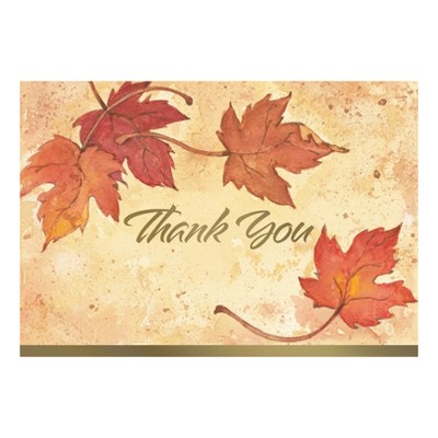 50ct Fall Leaves "Thank You" Cards: Great Papers! Multicolor Botanical Notecards Pack for Thanksgiving & Teachers