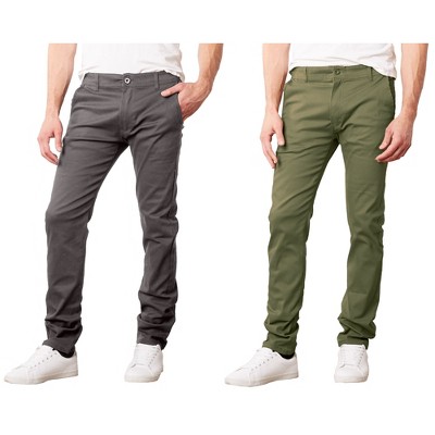 Galaxy By Harvic Men's Cotton Chino  Slim Fit Casual Stretch Pants-2 Pack