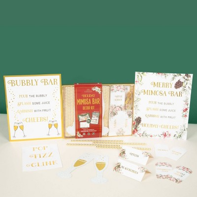 Cotier Brand Holiday Mimosa Bar Decor Kit - Brunch Supplies for Thanksgiving, Christmas & New Year's