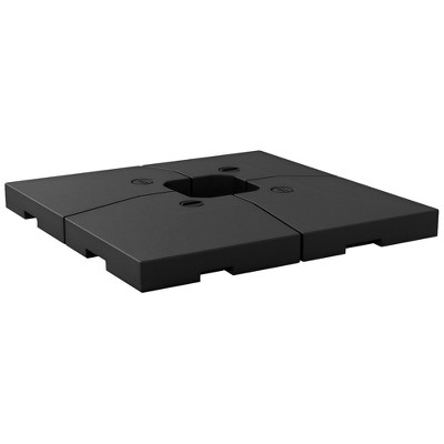 Outsunny 4 Pieces Cantilever Patio Umbrella Base, Outdoor Offset Umbrella Weights, 176 lbs Capacity Water or 264 lbs Capacity Sand  Plates Set, Black