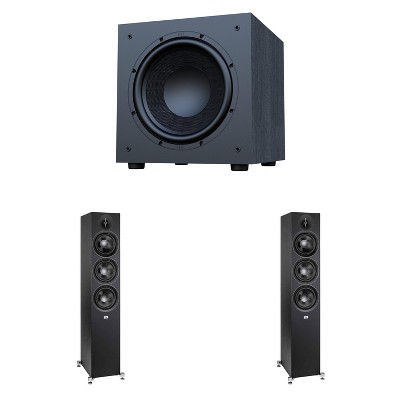 Elac Debut 3.0 Df63 Black Tower Speakers (Pair) With Debut 12 Inch Subwoofer