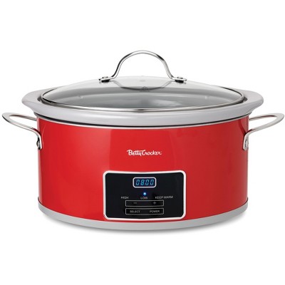 Betty Crocker 6-Quart Oval Digital Slow Cooker, Programmable Crock Pot, Removable Stoneware Crock Liner & Betty Crocker Cookbook