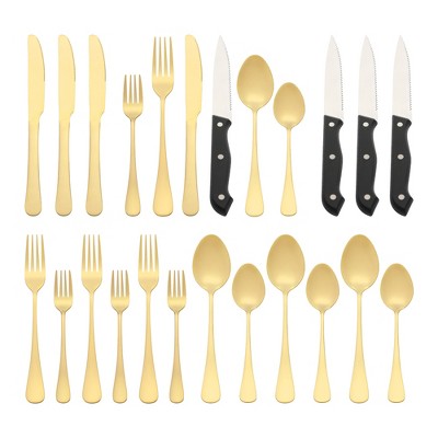 REGALWOVEN 24 Pcs Stainless Steel Durable Rust-Proof Corrosion Resistant Flatware Set