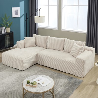 ChicFurnit L-Shaped Modular Sectional Sofa Couch Left Chaise Memory Foam Cloud Couch Oversized Couches for Living Room, Beige, 14.96"*15.75"*46.85"