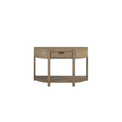 Curved 1-Drawer Toffee Console Table with Open Shelf, Hallway, Entryway, or Living Room Accent