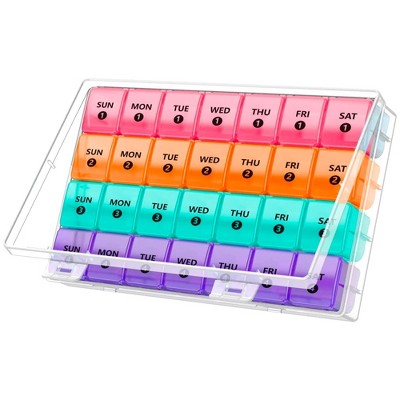 MEDca Extra Large Monthly Pill Organizer – 28-Day Color-Coded Pill Dispenser with 4 Weekly BPA-Free Containers