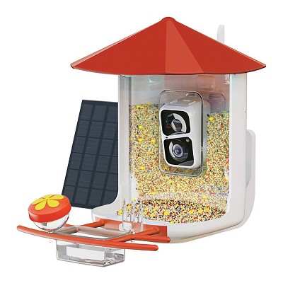 PerchMe™ AI-Recognition Smart Bird Feeder with Camera, Solar-Powered (Vermilion Canopy)