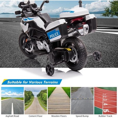 Kids Ride On Motorcycle, Police Motorcycle for Kids with LED Headlights, Music, and Spring Suspension, Ride On Car for Kids