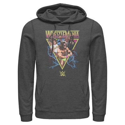 Mens WWE Retro Wrestlers Triangle Lightweight Hoodie