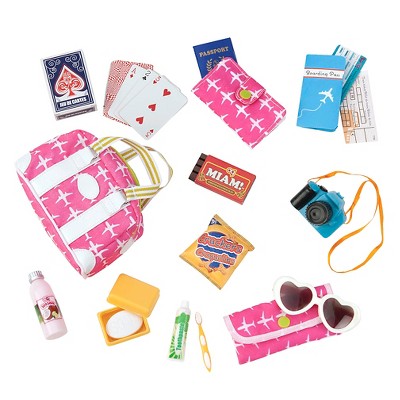 Our Generation Bon Voyage Travel Accessory Set: Doll Fits 18 Inch, Includes Play Food & Toothbrush, 17-Piece Set