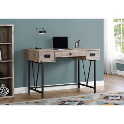 PAGED 55" L Computer Desk, Simple Modern Home Office Desk with 3 Storage Drawers and Metal Base for Office, Study