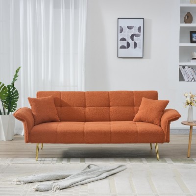 GDFStudio Classen 70.1" W Convertible Teddy Velvet Upholstered Sofa Bed with Adjustable Backrest