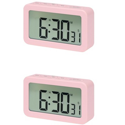 REGALWOVEN 2 Pcs Digital Smart Battery Powered Snooze Home Decor Alarm Clock 3.3 x 2 x 0.8 Inches