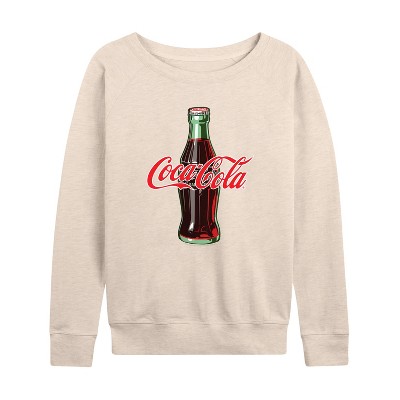 Women's - Coca-cola - Coke Bottle Logo Lightweight French Terry Wide Neck Long Sleeve Graphic Shirt
