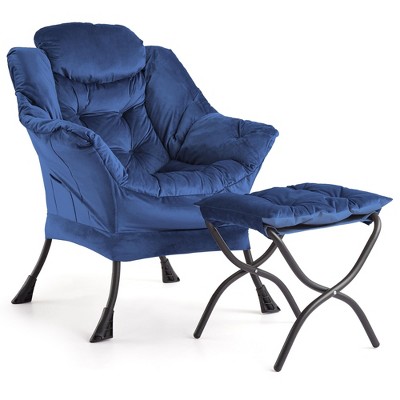 GustoWave Modern Soft Accent Chair with Footrest, Living Room Upholstered Single Armchair High Back Lazy Sofa