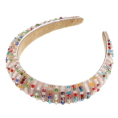 Unique Bargains Crystal Headband Rhinestone Hairband for Women Multicolour 1.2 Inch Wide 1Pcs