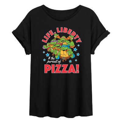Women's - Teenage Mutant Ninja Turtles - Life Liberty Pursuit Of Pizza Oversized Graphic T-Shirt