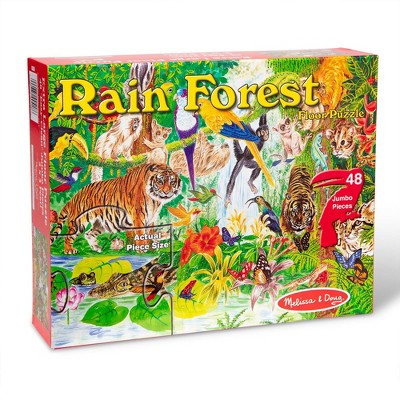 Melissa & Doug Rainforest Floor Puzzle - 48pc: Educational Animal Theme for Kids, Enhances Motor Skills