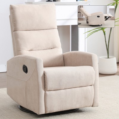 ChicFurnit Living Room Chair Arm Accent Chair Manual Recliner with Rocker Swivel Base Easy Recline Assembly for Living Room, 26.38"*33.86"*39.77"