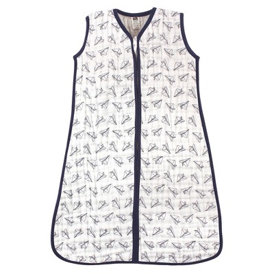 Hudson Baby Infant Boys Muslin Cotton Sleeveless Wearable Sleeping Bag, Sack, Blanket, Paper Airplane