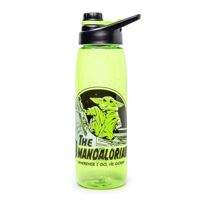 Silver Buffalo Star Wars: The Mandalorian Plastic Water Bottle With Screw-Top Lid | 28 Ounces