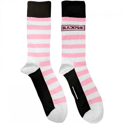 Womens K-Pop BlackPink Stripes and Logo Crew Socks